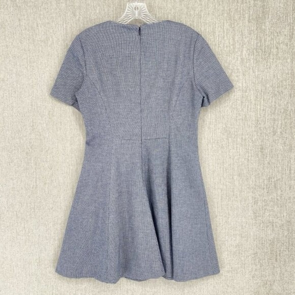 Theory Dress Women Size 8 Blue Albita WR Meterie Fit & Flare Short Sleeve Mini - Picture 4 of 12